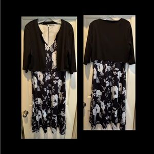 Floral Black and White Dress with Jacket